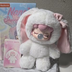 Rolife White and Pink Bunny Plush Toy Nanci Shining Bunny Fluffy Fairy